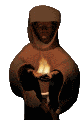 a person in a robe holding a fire in their hands