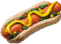 a 3d render of a hot dog with peas and mustard